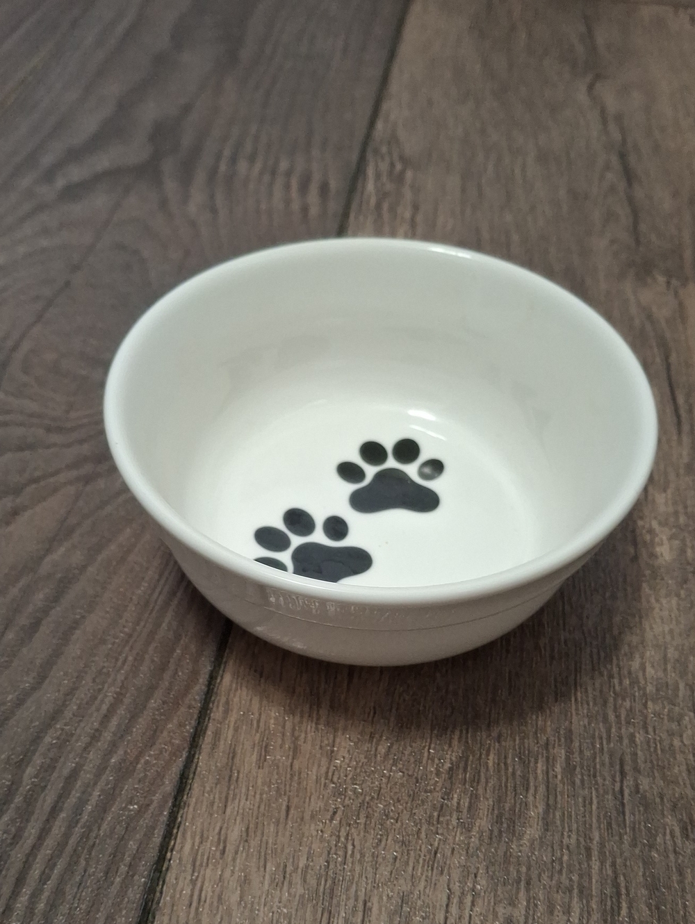 Necoichi  Ceramic Pet Bowl with Black Paw Prints